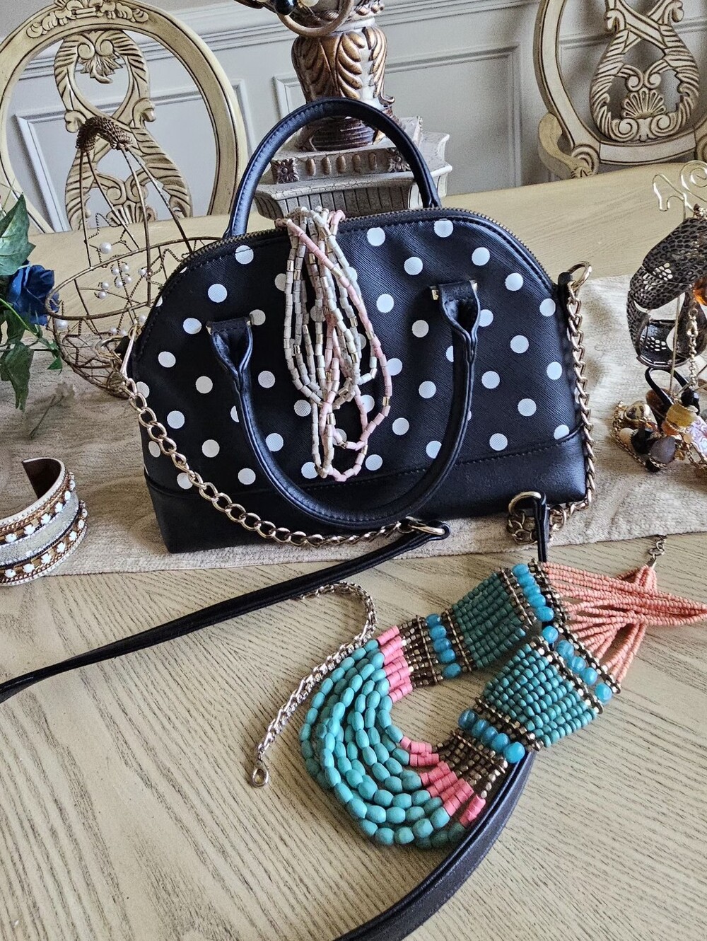 London Fog Polka Dot Dome Satchel | Crossbody